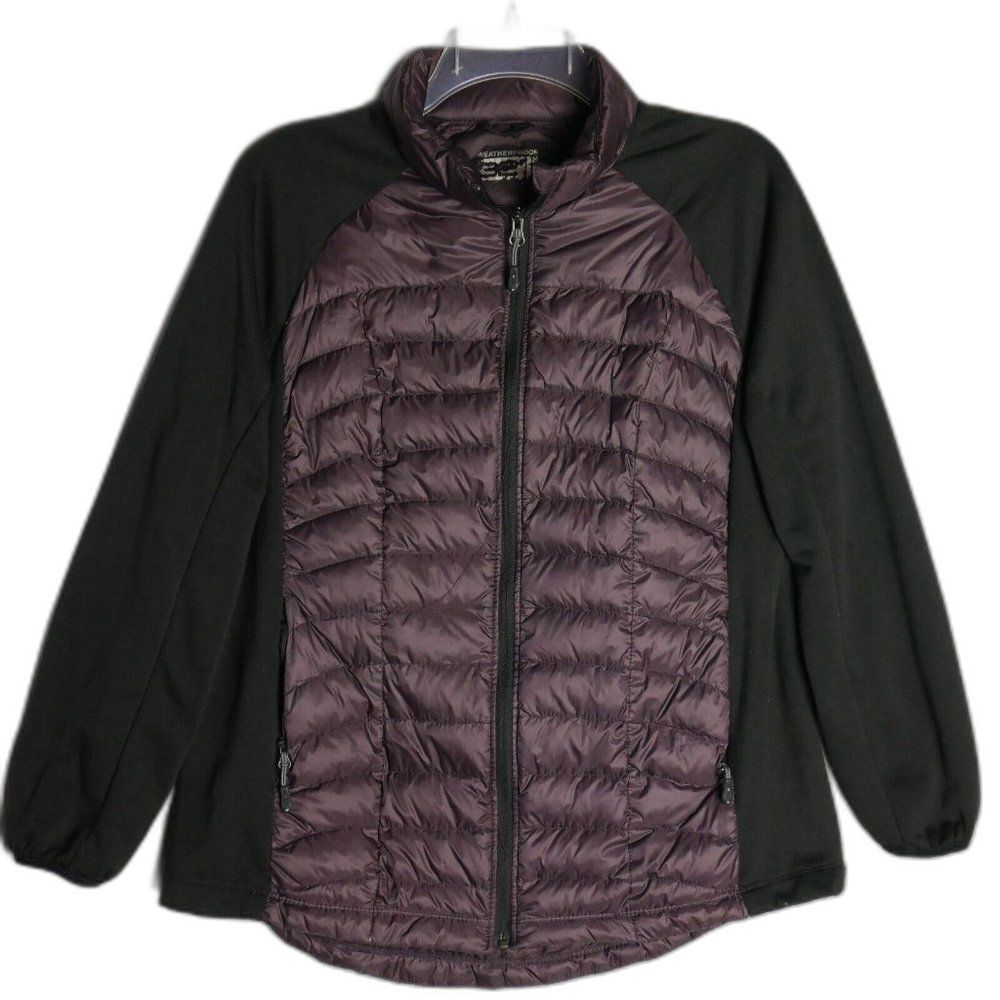 32 Degrees Womens XL Jacket Purple Weatherproof Down Puffer Zip Up Fabric Sleeve